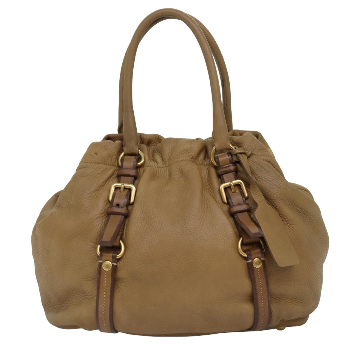 PRADA Hand Bag Leather Beige  bs14993