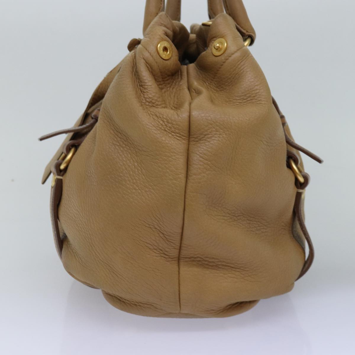 PRADA Hand Bag Leather Beige  bs14993