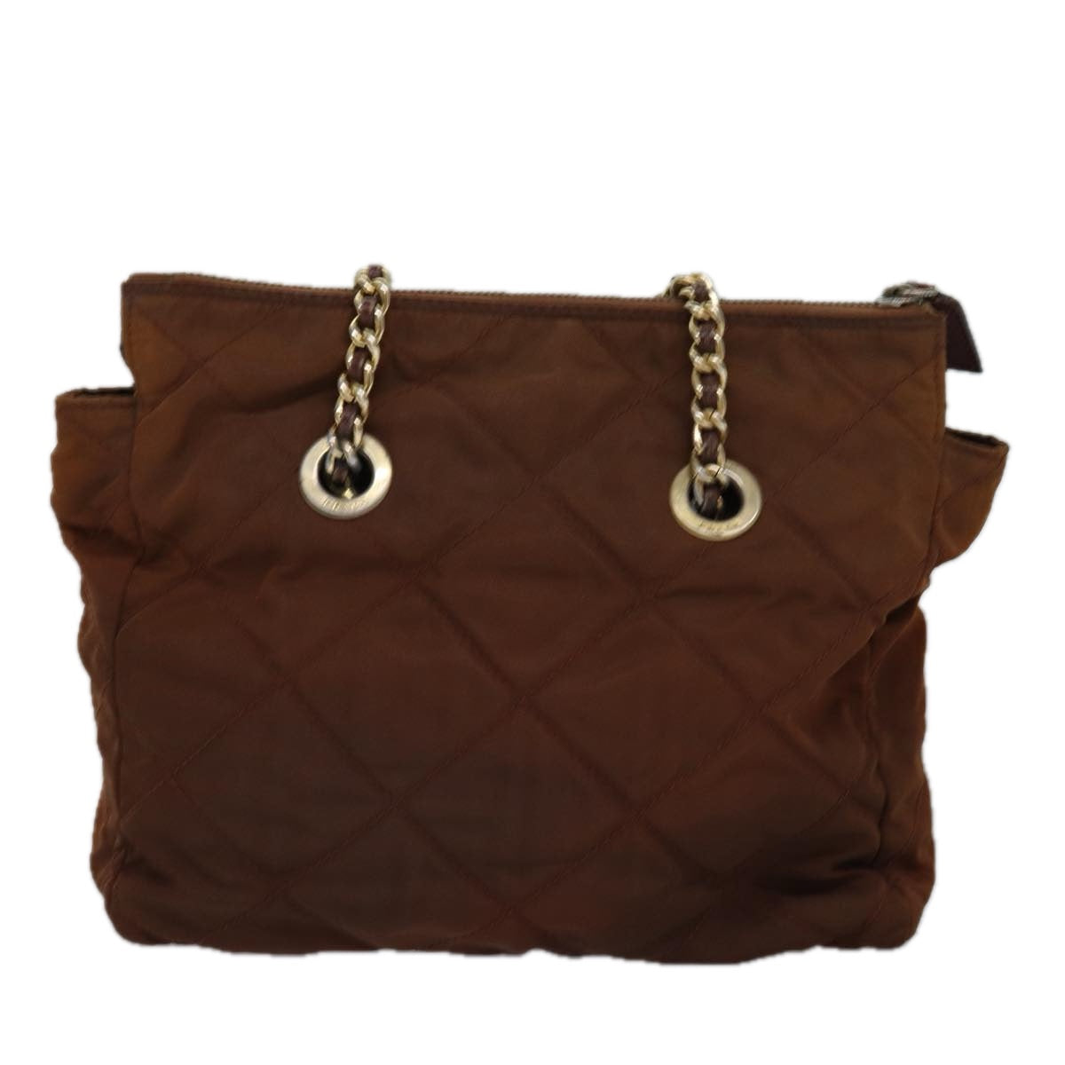 PRADA Chain Shoulder Bag Nylon Brown  bs15070