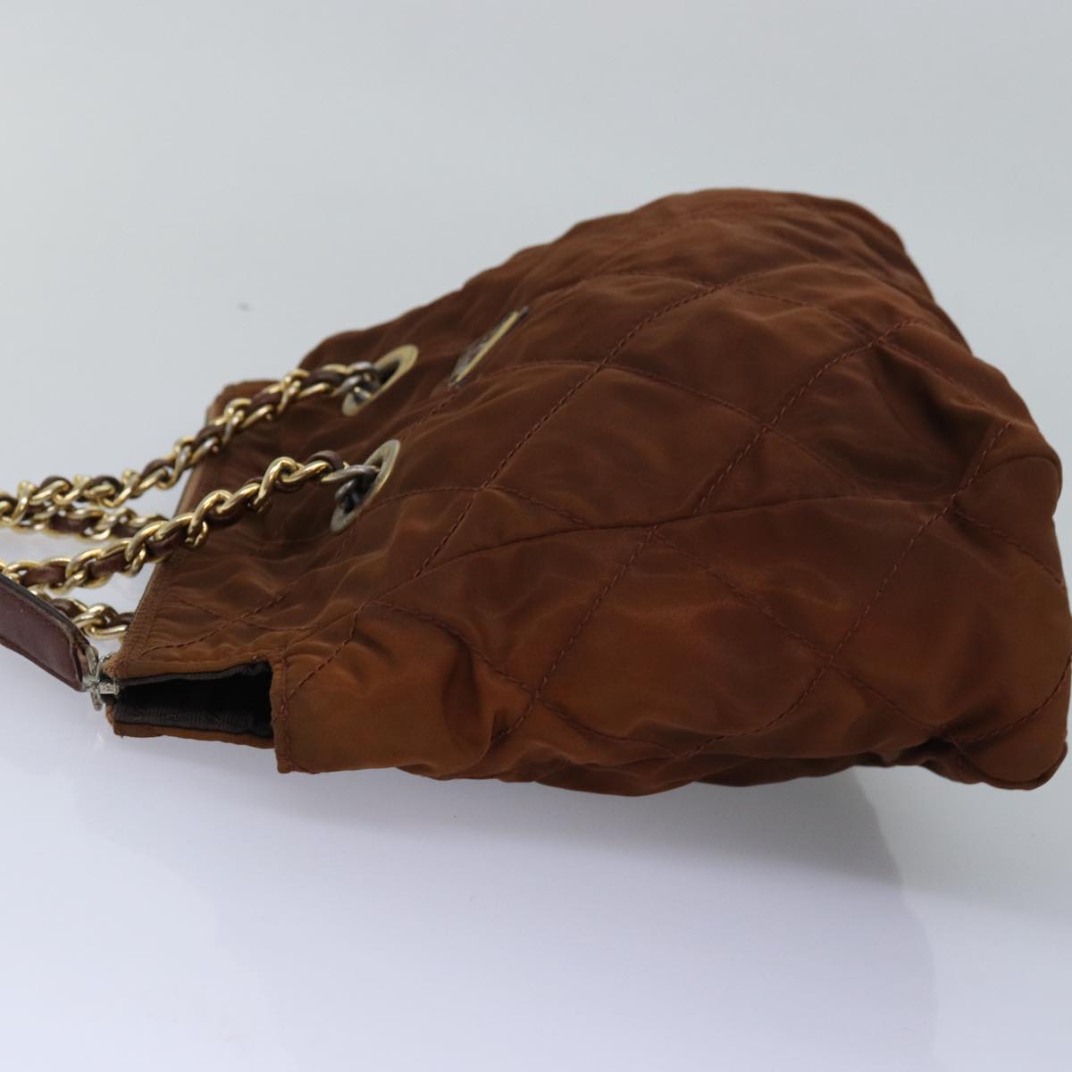 PRADA Chain Shoulder Bag Nylon Brown  bs15070