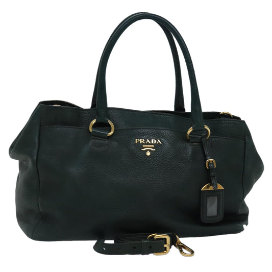 PRADA Tote Bag Leather 2way Khaki  bs15124