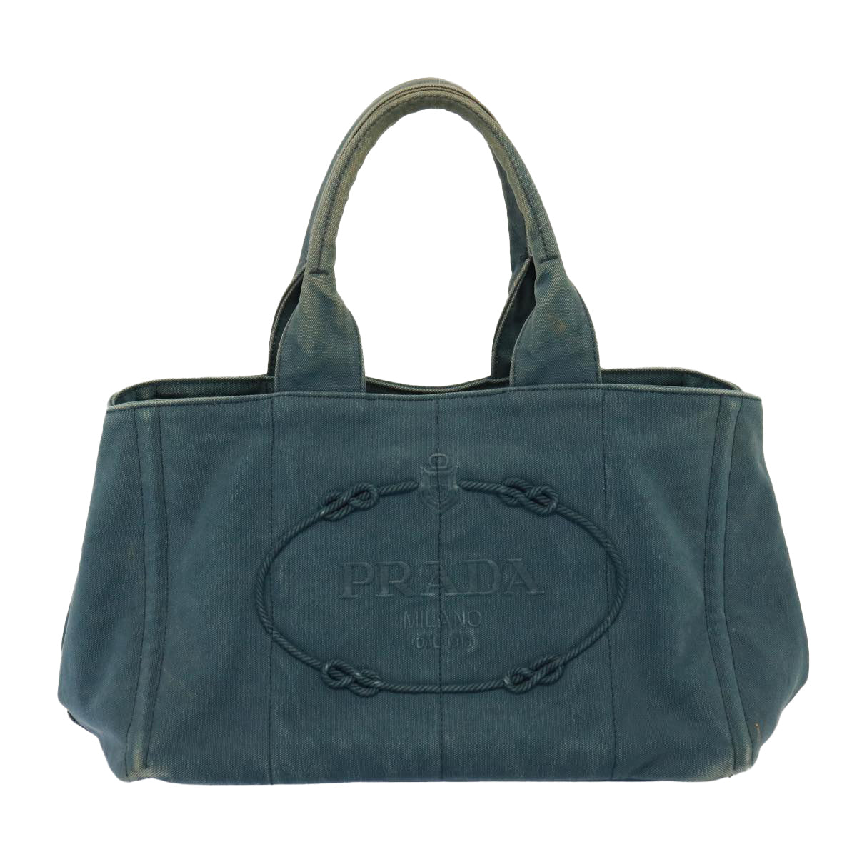 PRADA Canapa MM Hand Bag Canvas Navy  bs15333