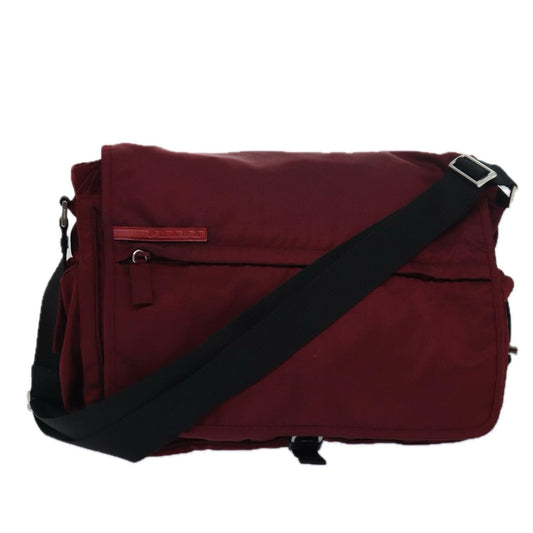 PRADA Shoulder Bag Nylon Red Black  bs15379