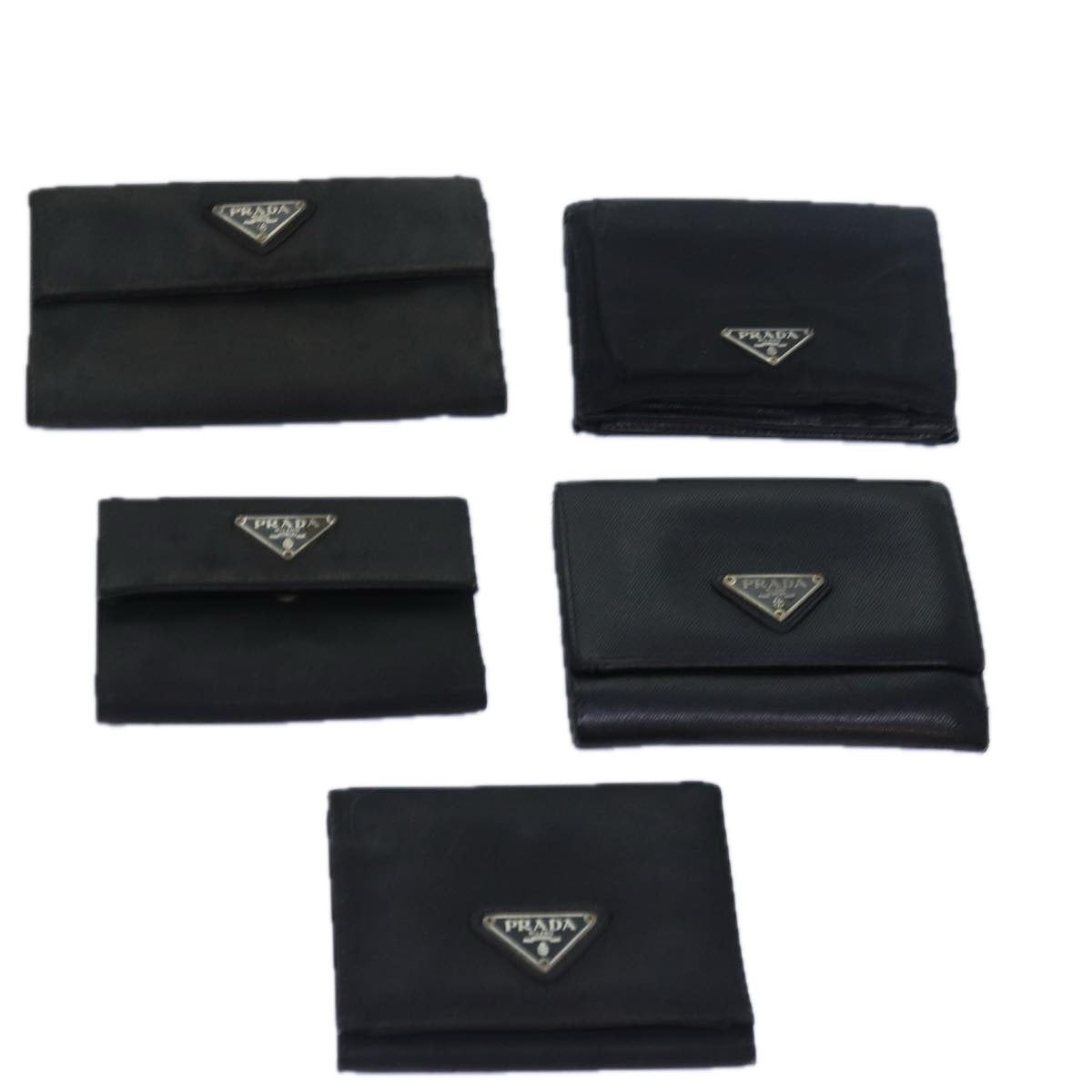 PRADA Wallet Nylon Leather 5Set Black  bs15530