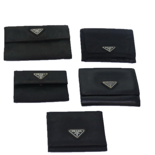 PRADA Wallet Nylon Leather 5Set Black  bs15530