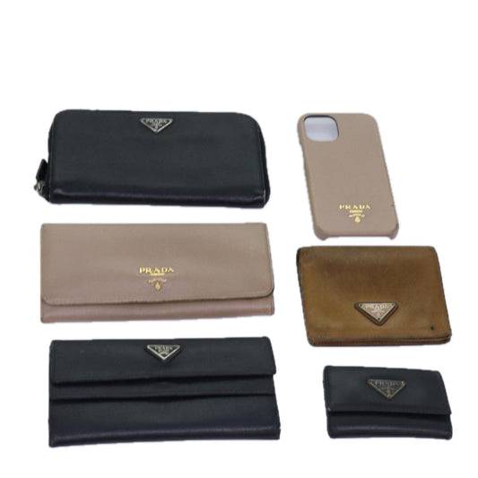 PRADA Key Case Wallet Safiano leather 6Set Brown Black beige  bs15532