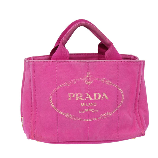 PRADA Canapa PM Hand Bag Canvas Pink  bs15590