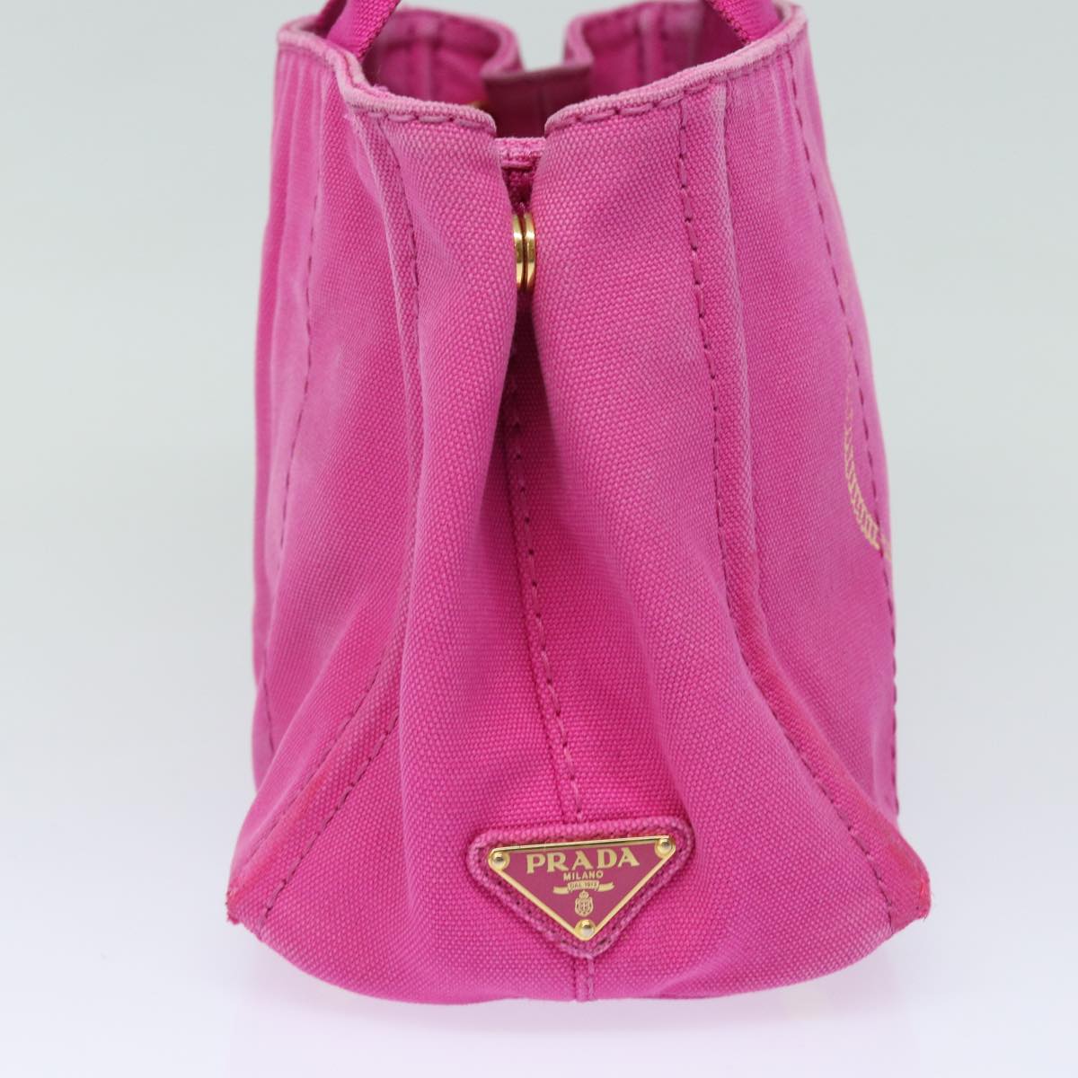 PRADA Canapa PM Hand Bag Canvas Pink  bs15590