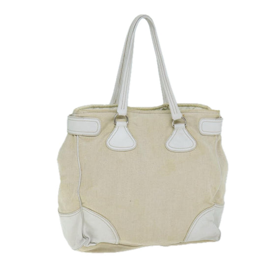 PRADA Tote Bag Canvas Leather Beige  bs15608
