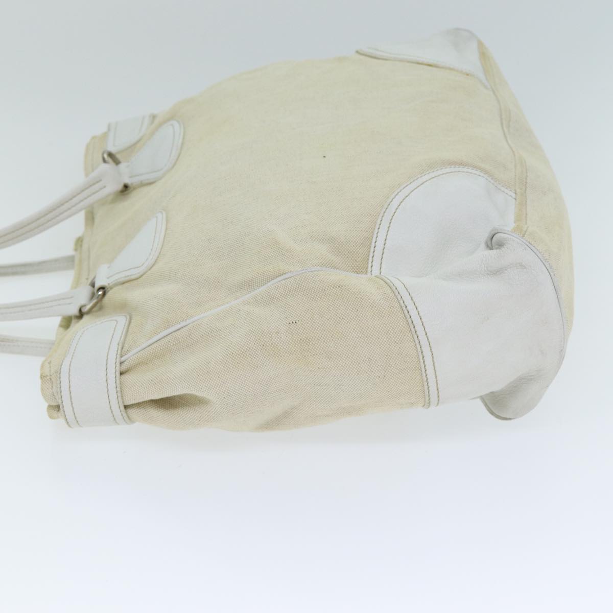 PRADA Tote Bag Canvas Leather Beige  bs15608