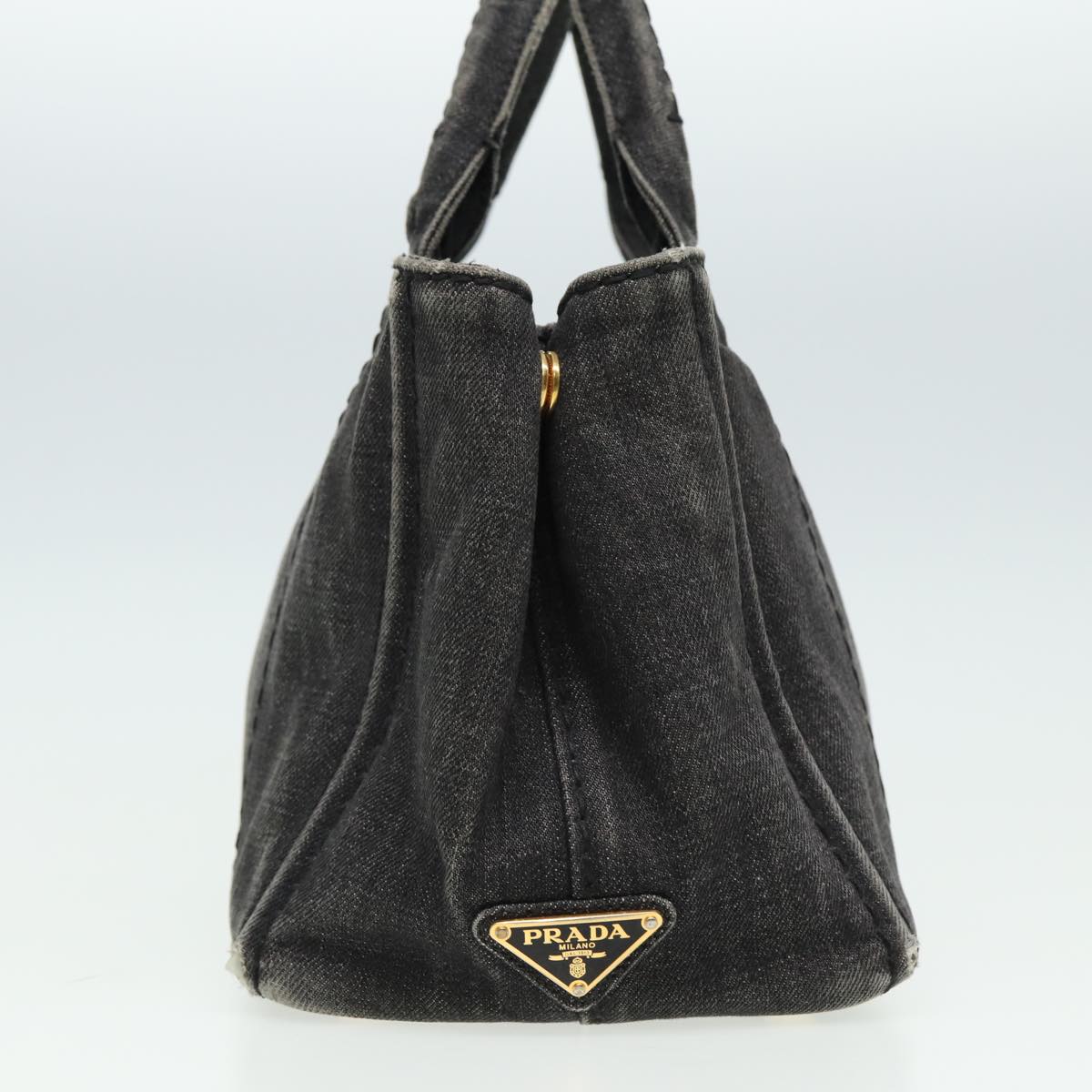 PRADA Canapa PM Hand Bag Canvas 2way Black  bs15611