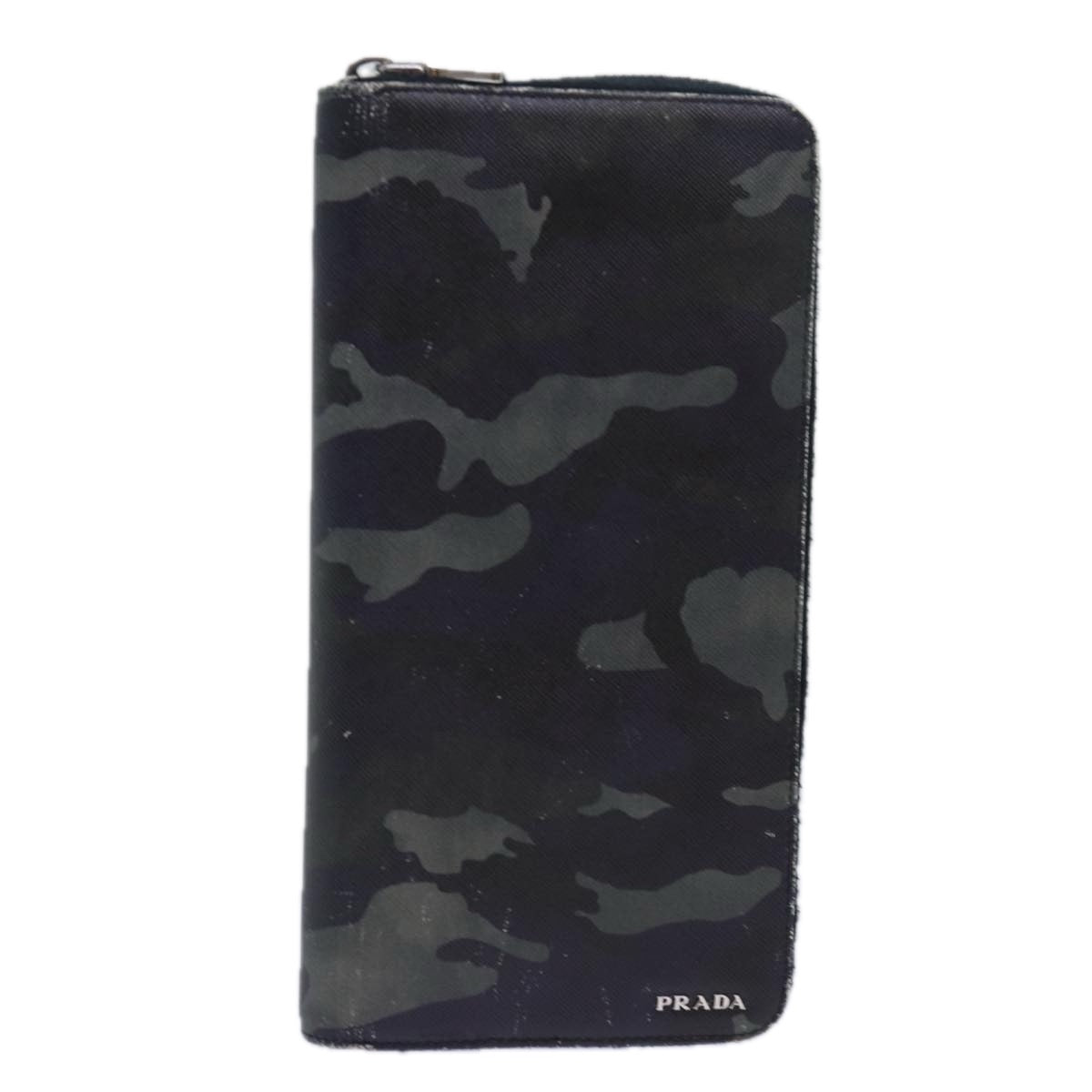PRADA Camouflage Long Wallet Safiano leather Black  bs15649