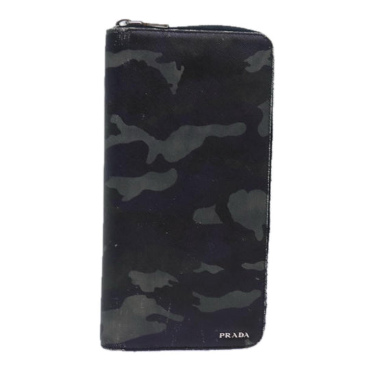 PRADA Camouflage Long Wallet Safiano leather Black  bs15649