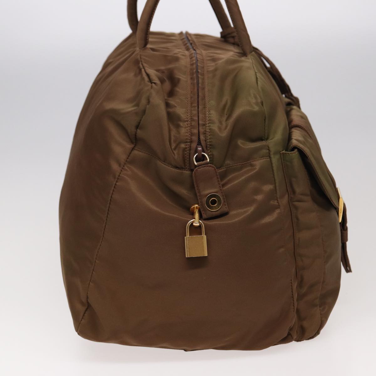 PRADA Boston Bag Nylon Khaki  bs15830