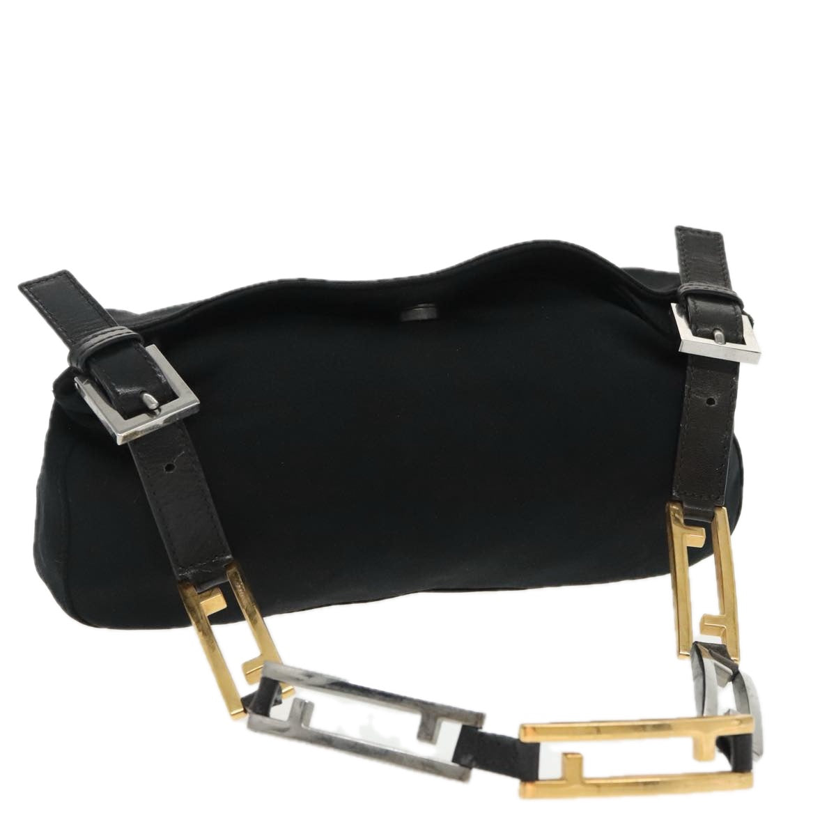 FENDI Shoulder Bag Nylon Black Gold Silverbs20145