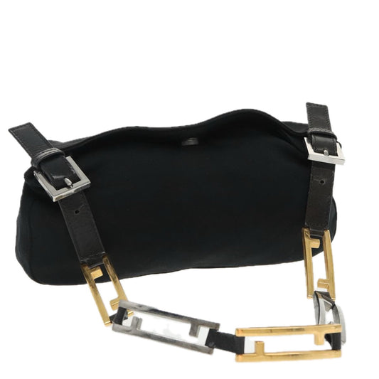 FENDI Shoulder Bag Nylon Black Gold Silverbs20145