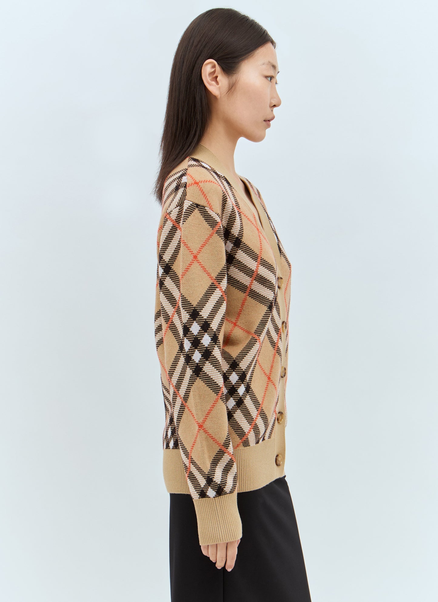 Burberry Women Check Wool-Blend Cardigan