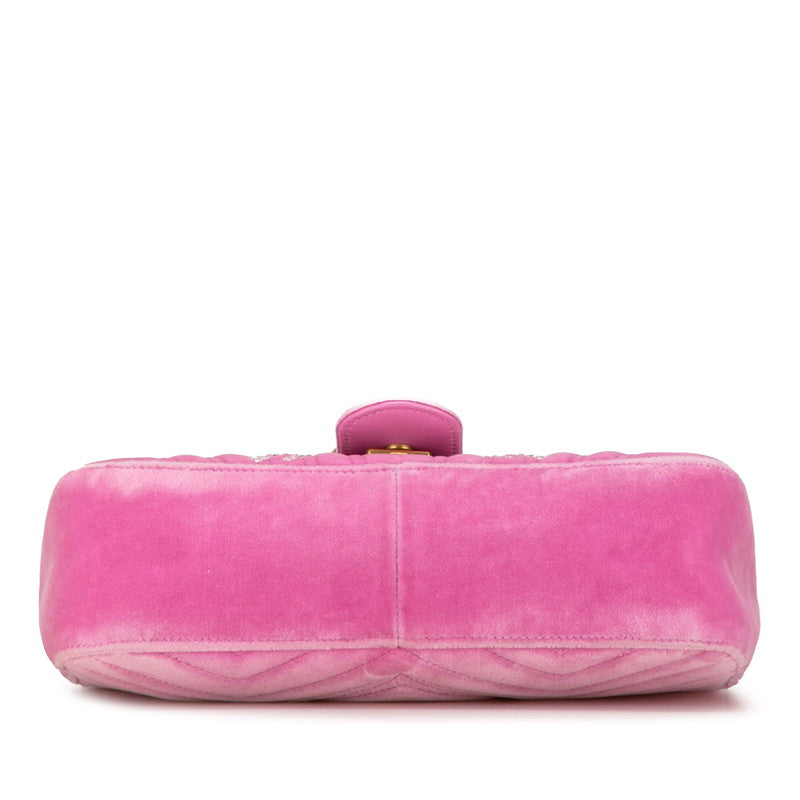Gucci GG Marmont Crystal Bijou Velvet Chain Shoulder Bag