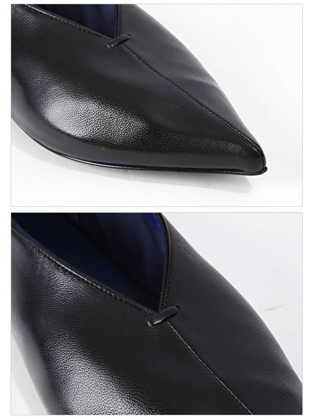 CELINE Stitch Babouche Point Toe Leather Flat Black