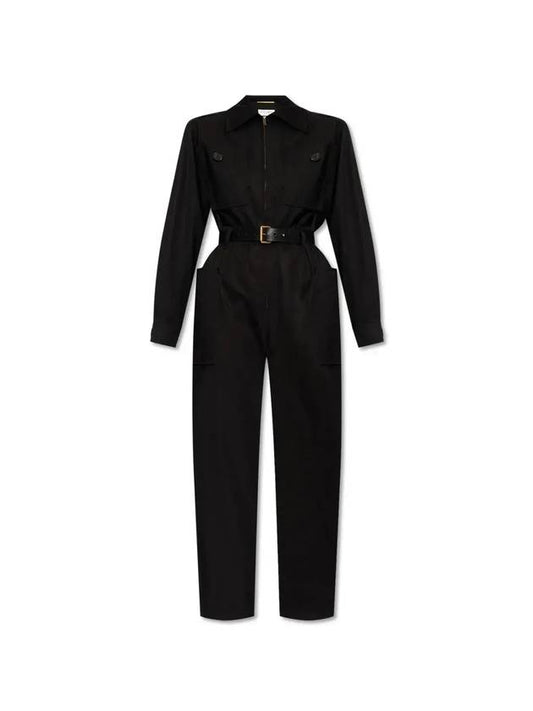 Saint Laurent long sleeve belted jumpsuit 785813Y9I26_1000