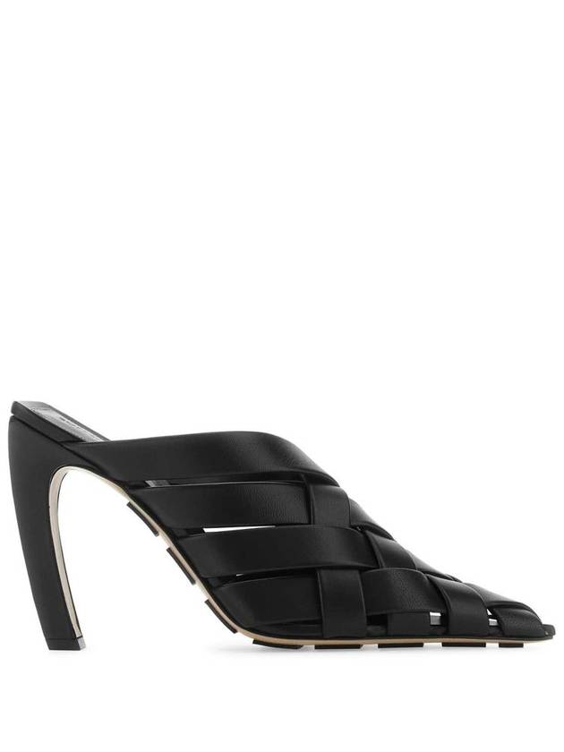 Bottega Veneta Alfie Intrecciato Leather Mule Heel Black
