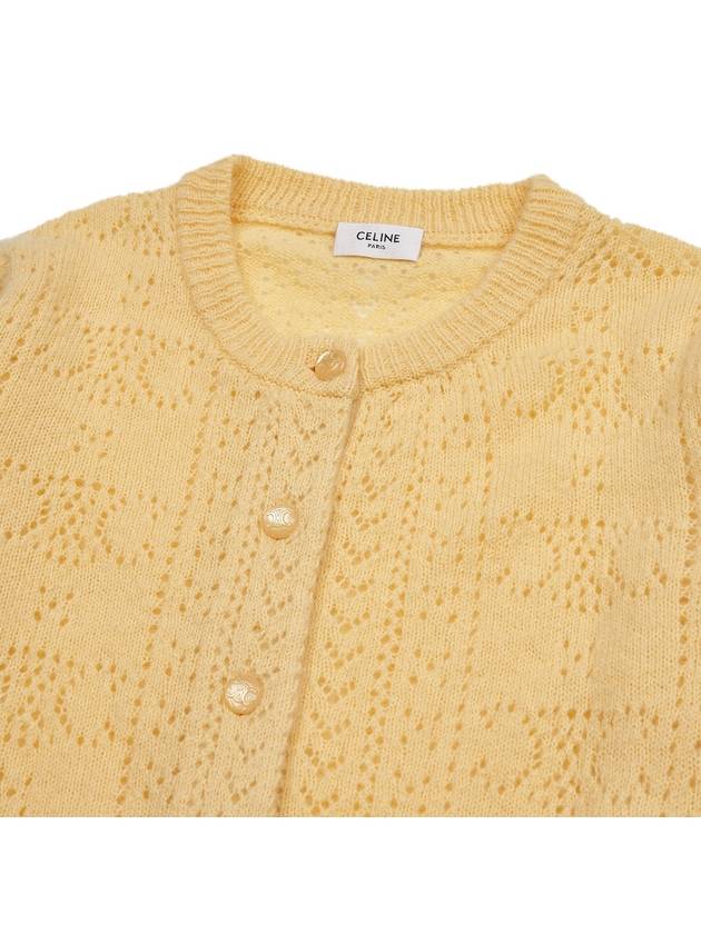 CELINE All Over Triomphe Shetland Pointelle Cardigan Yellow