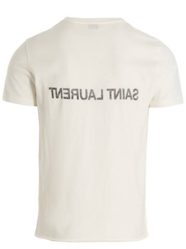 Saint Laurent Reverse Logo Print Cotton Short Sleeve T-Shirt White
