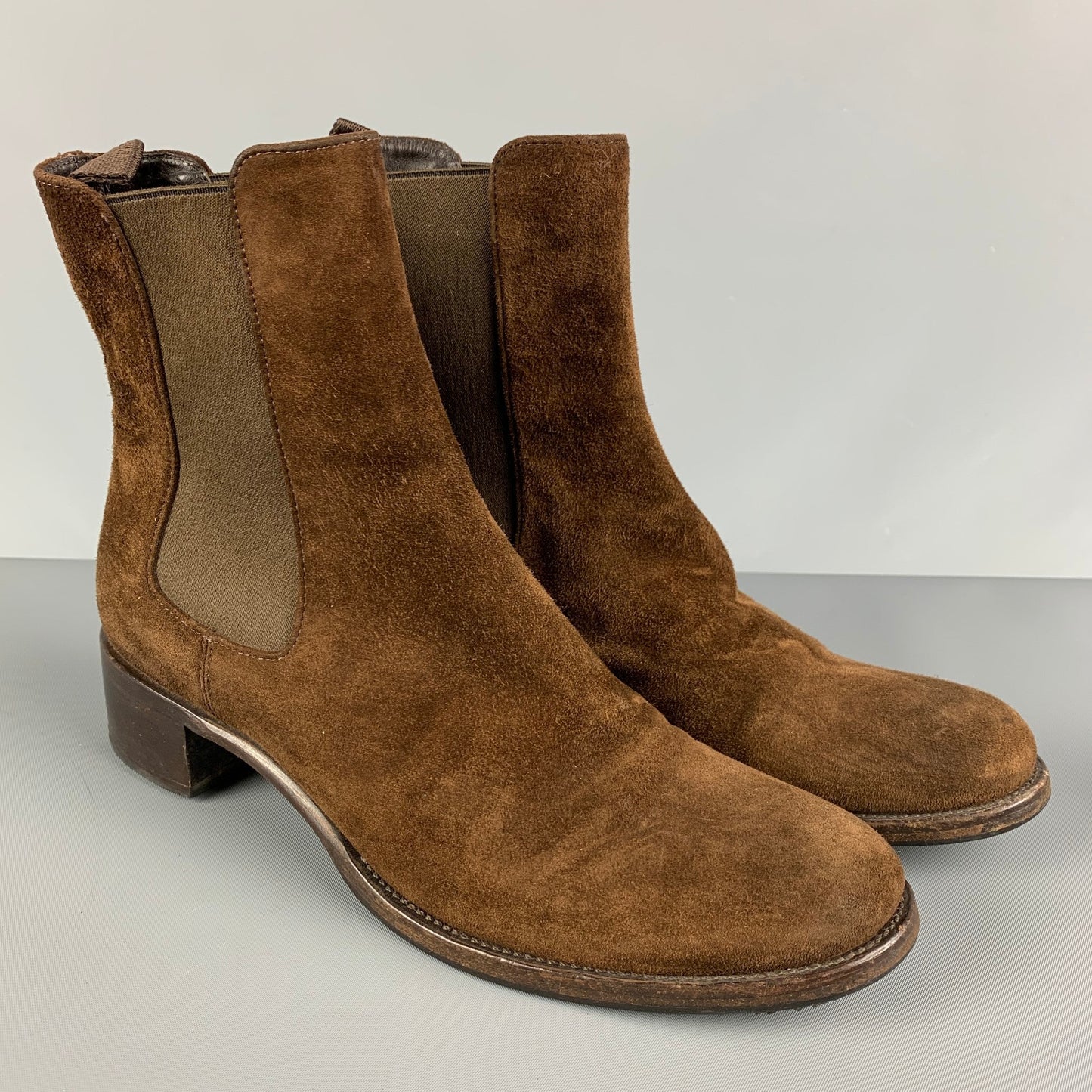 PRADA Size 8 Brown Suede Chelsea Boots
