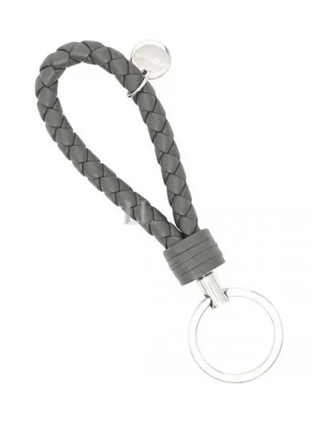 Bottega Veneta Intrecciato Leather Key Holder Grey