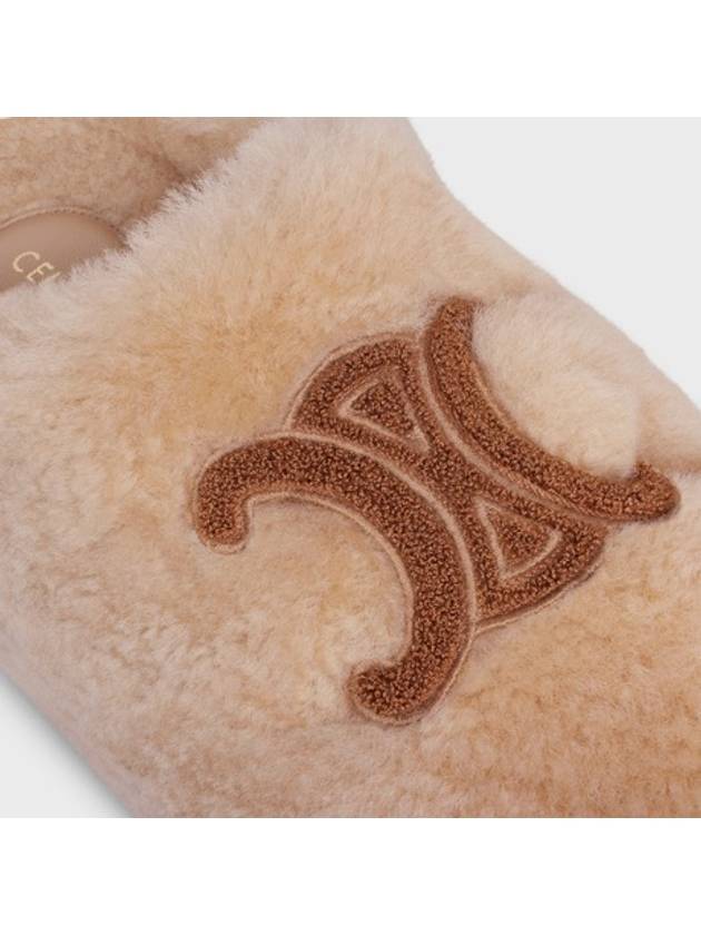 CELINE Logo Fur Shearling Mule Cream