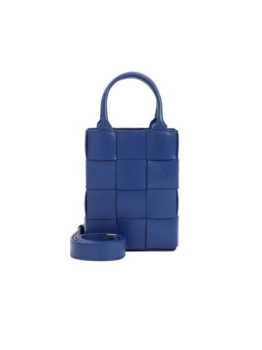 Bottega Veneta Mini Cassette North Shoulder Bag Blue