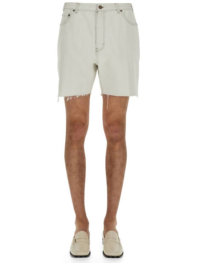 Saint Laurent Men's Baggy Denim Shorts White