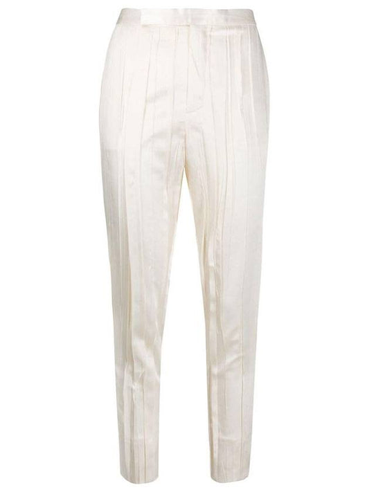 Saint Laurent White Crinkle Effect Tailor Straight Pants White