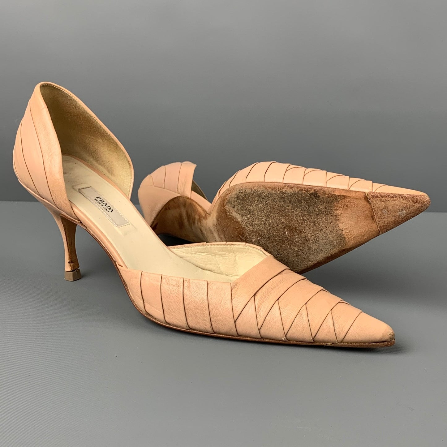 PRADA Size 6 Nude Leather D'Orsay Pumps