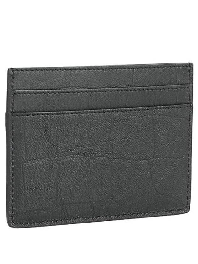 Saint Laurent Monogram Crocodile Leather Card Wallet Black
