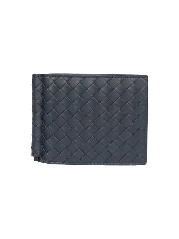 Bottega Veneta Intrecciato Money Clip Card Wallet Navy