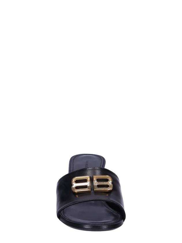 Balenciaga BB Leather Slipper Heels Black