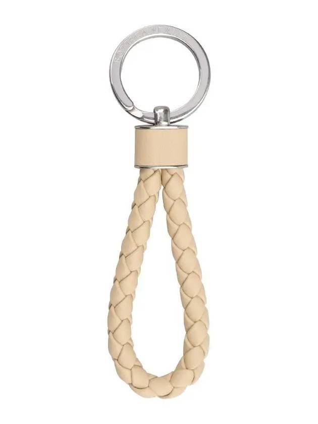 Bottega Veneta Intrecciato Leather Key Holder Ivory