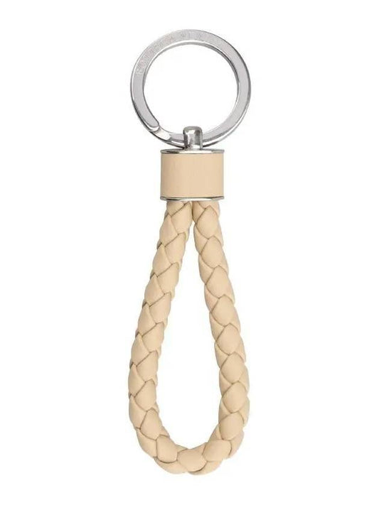 Bottega Veneta Intrecciato Leather Key Holder Ivory