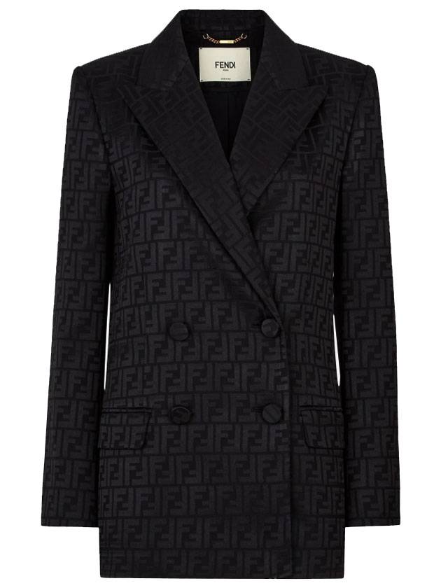 Fendi Logo Double Button Blazer Jacket Black