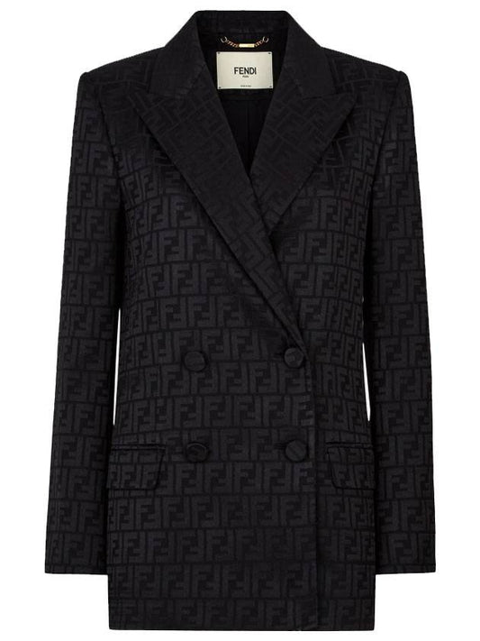 Fendi Logo Double Button Blazer Jacket Black