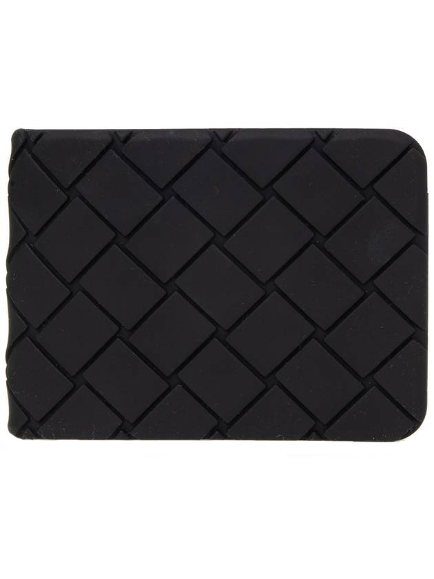 Bottega Veneta Intrecciato Rubber Half Wallet Black