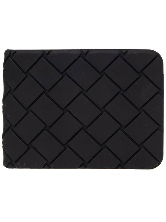 Bottega Veneta Intrecciato Rubber Half Wallet Black