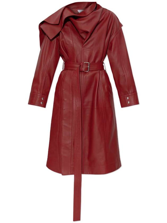 Bottega Veneta Bottega Veneta Leather Coat, Women's, Burgundy