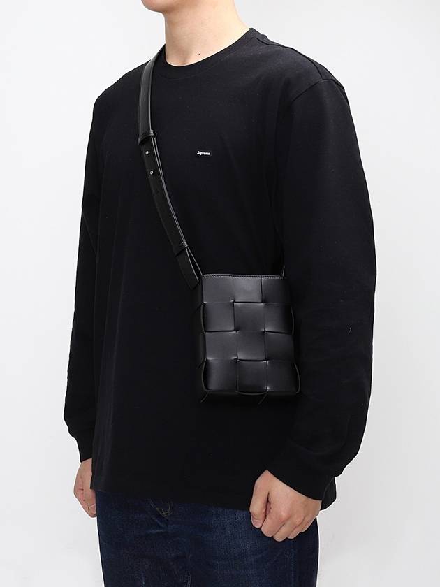 Bottega Veneta Cassette Intrecciato Mini Cross Bag Black