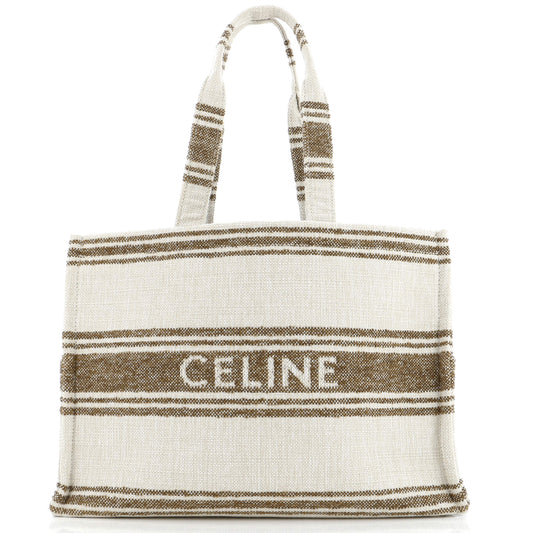 Celine Cabas Thais Tote Striped Jacquard Textile Large