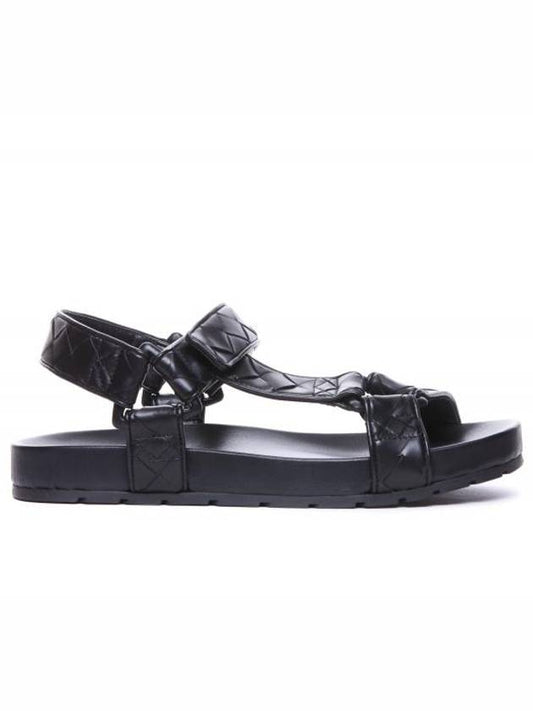Bottega Veneta Trip Intrecciato Leather Sandals Black