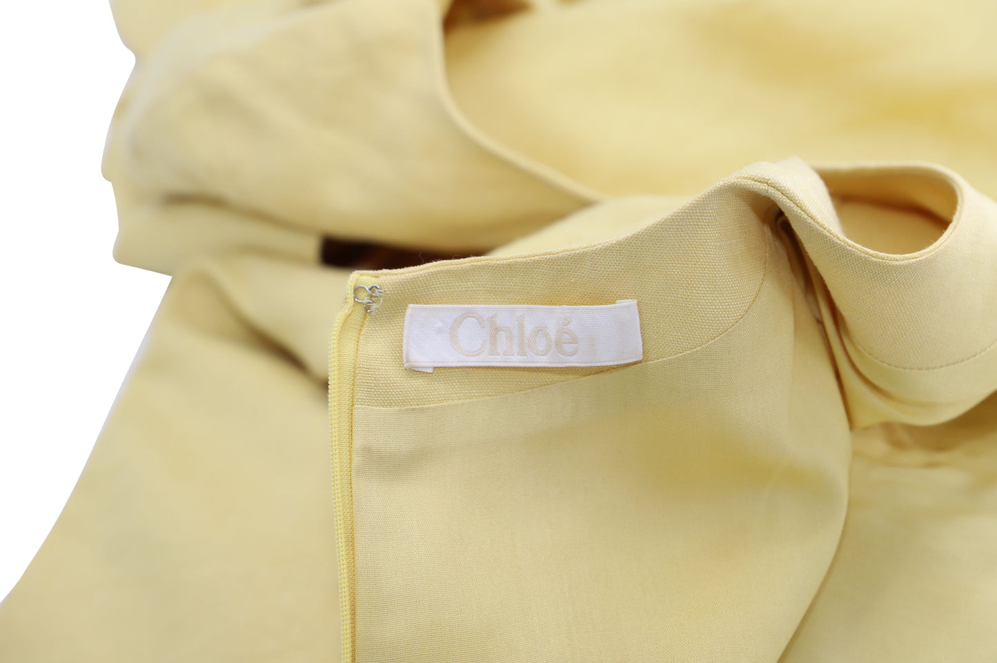Chloe Scalloped Hem Shift Dress in Yellow Linen