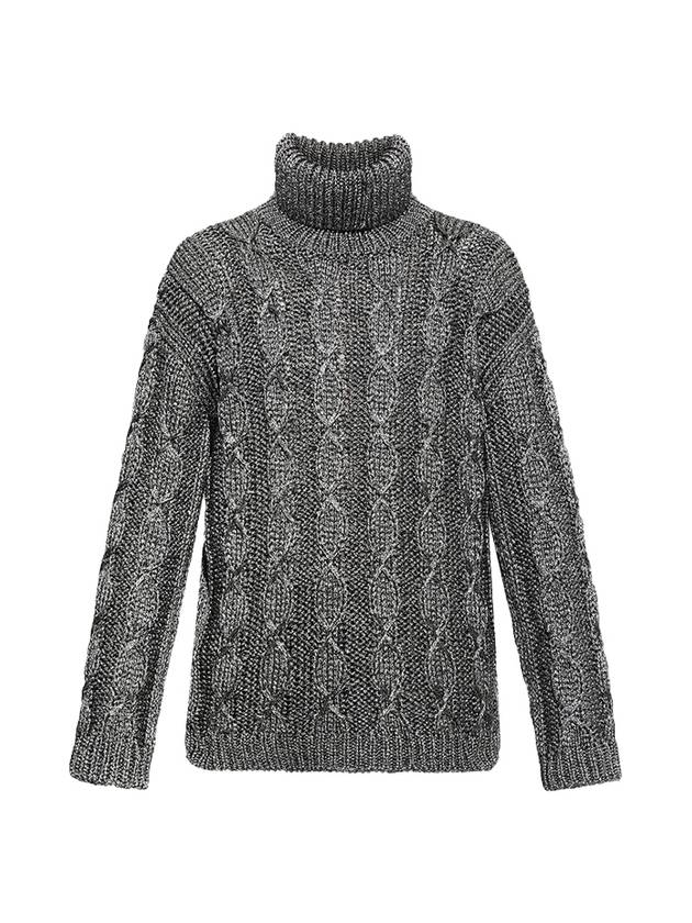 Saint Laurent cable knit turtleneck silver