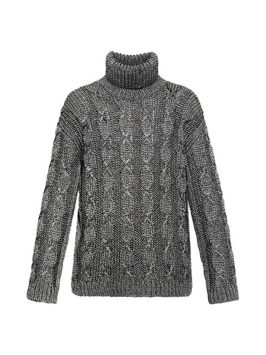 Saint Laurent cable knit turtleneck silver